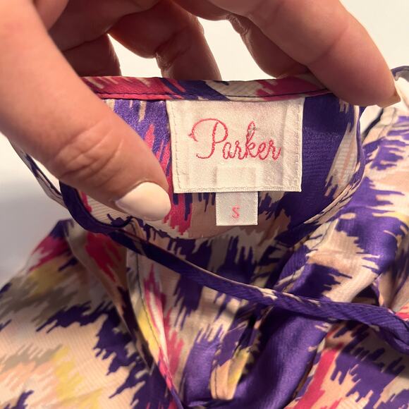 Parker Women's Multicolored Racer Back Summer Sun Mini Dress Size Small - Picture 5 of 10